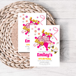 Let's Roll Girl Cowgirl roller skate Birthday Kaart