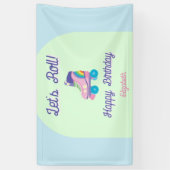 Let's Roll Happy Birthday Retro Roller Schaats Spandoek (Verticaal)
