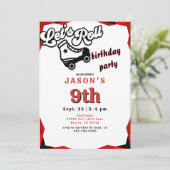 Let's Roll Red & Black Boy Schaats Verjaardagsfees Kaart (Staand voorkant)