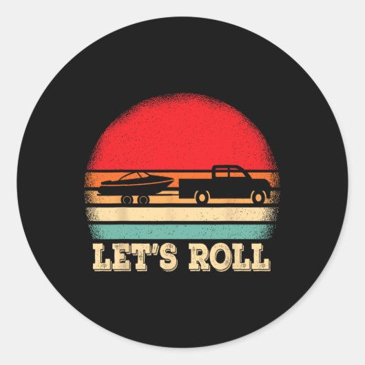 Let's Roll Retro Boating Boat Captain Ronde Sticker (Voorkant)