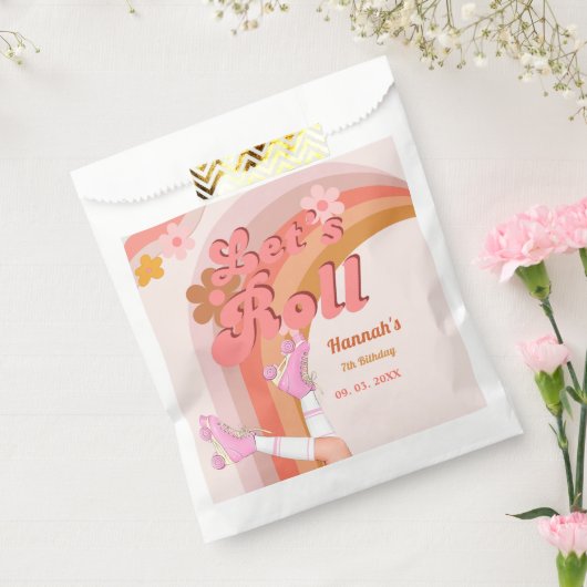 Let's Roll Retro Groovy Roller Schaats Verjaardag Bedankzakje (Gezegeld)