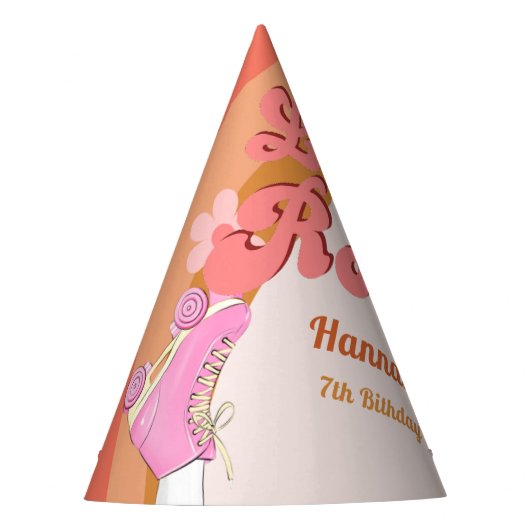 Let's Roll Retro Groovy Roller Schaats Verjaardag Feesthoedjes (Voorkant)