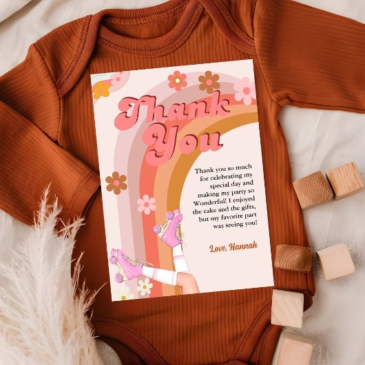 Let's Roll Retro Groovy Roller Skat Dank u kaart