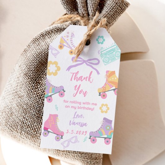 Lets Roll Roller Skate Retro Birthday Thank you Cadeaulabel