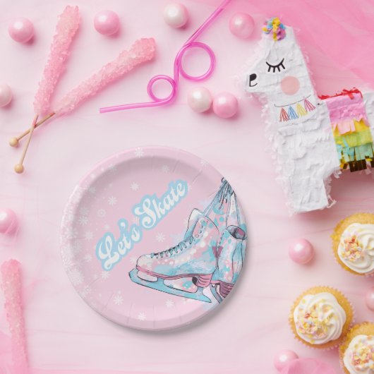 "Let's schaats" kunstschaatsen verjaardagsfeest Papieren Bordje (Feest)