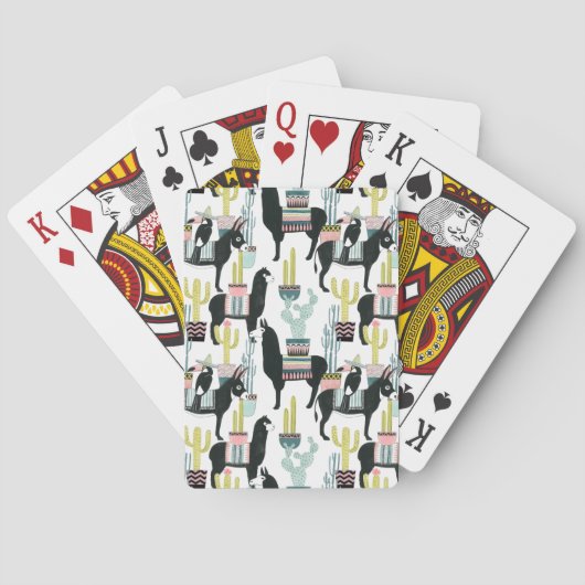 Let's Taco About Love | Llama & Donkey Pattern Pokerkaarten (Achterkant)