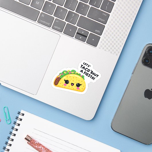 Lets Taco 'Bout a fiesta Sticker (Laptop met iPhone)
