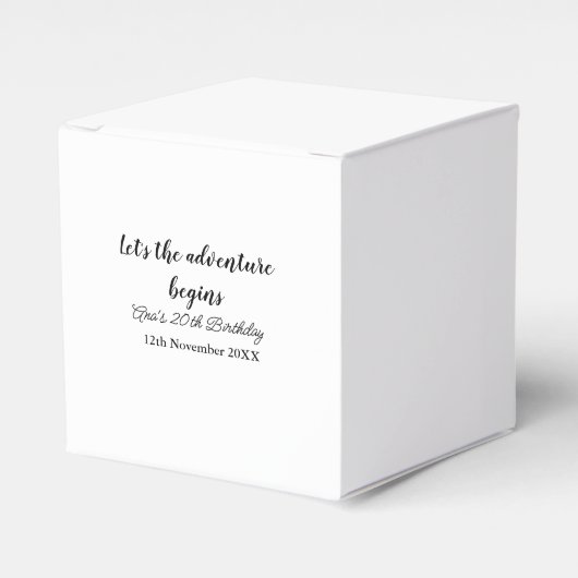lets the adventure begins 20th birthday add name d bedankdoosjes (Voorkant Zijde)