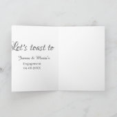 Let's toast to engagement party name date elegant kaart (Binnen)