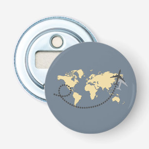 Let's travel the world illustration button flesopener