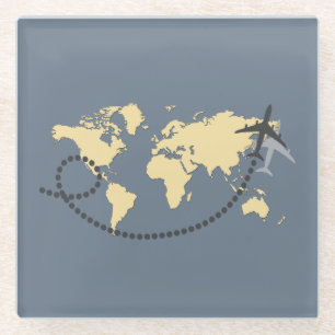 Let's travel the world illustration glazen onderzetter