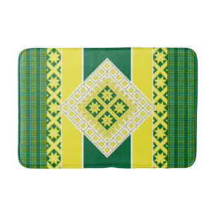 Letse folk geel groen geometrisch Medallion Badmat
