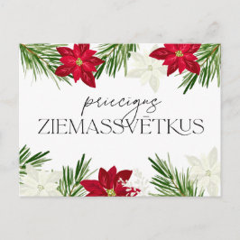 Letse kerst rode poinsettia ziemassvetki briefkaart
