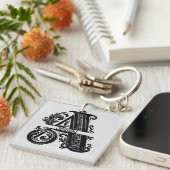 Letter A, aangepaste naam monogrammed Sleutelhanger (Voorkant Rechts)