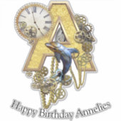 Letter A Aanpasbare Birthday Sticker (Voorkant)