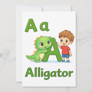 Letter A Alfabet Ansichtkaart – A is voor Alligat Kaart