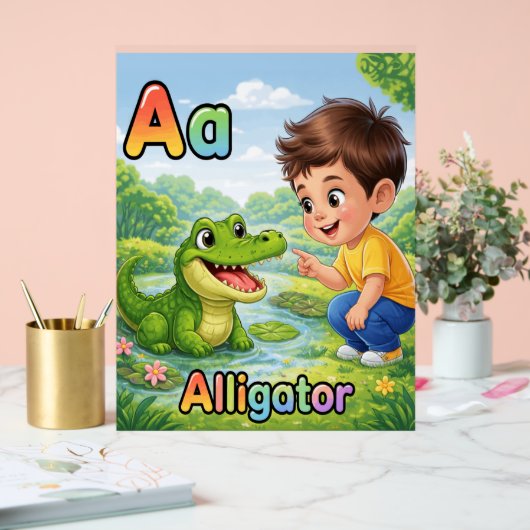 Letter A Alphabet Poster A is for Alligator Cute (Mariage)