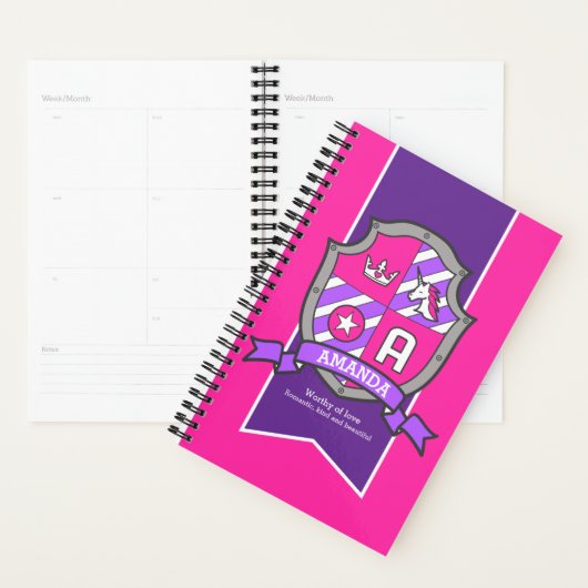 Letter A Amanda naam betekent knapperroze Planner (Display)