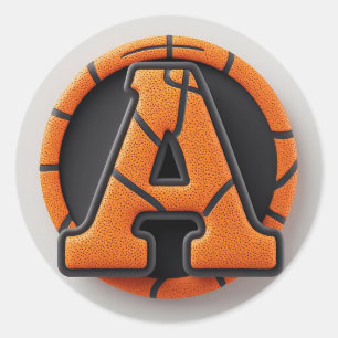 🏀 Letter A Basketbal Oranje Textuur School Sport Ronde Sticker