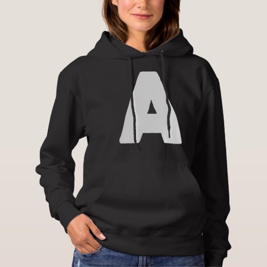 Letter A big and bold white Hoodie (Voorkant)