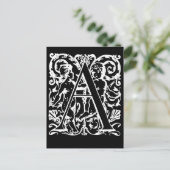 Letter A Black and White Monogram-kaarten Briefkaart (Staand voorkant)