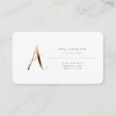 Letter A Calligrafie Gold/Black Gradient Monogram Visitekaartje (Voorkant)