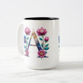 Letter A Coffee Mok – Floral Design voor Gifting (Voorkant links)