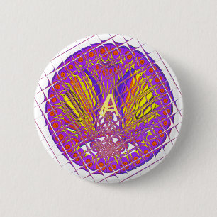 Letter A, Colorful logo-tekstontwerp Ronde Button 5,7 Cm