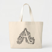 Letter A doedle monogram canvas tas (Voorkant)