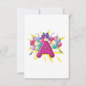 Letter A Feestelijke Roze Monogram Kaart (Voorkant)