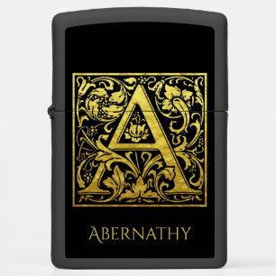 Letter A First Letter Faux Gold en Black