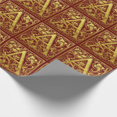 Letter A First Letter Faux Gold en Red Cadeaupapier (Hoek)