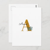 Letter A Golden monogram  Briefkaart (Voorkant / Achterkant)