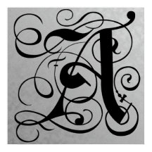 Letter A, Gothic Monogram Black