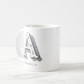 Letter A Grijs Monogram Moderne naam Koffiemok (Voorkant links)