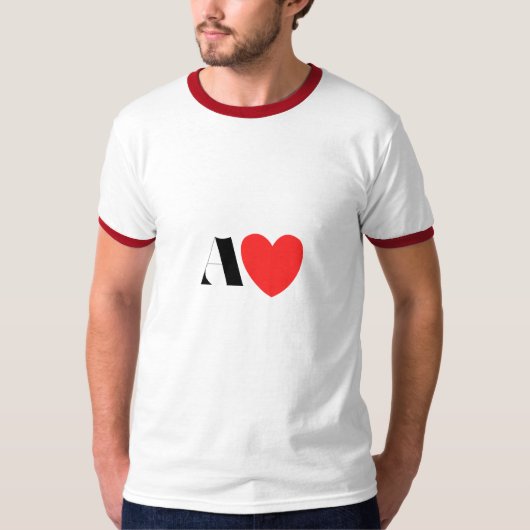 Letter A Heart - Valentine Initial Love Design T-shirt (Voorkant)