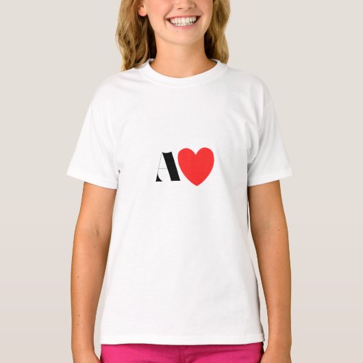 Letter A Heart - Valentine Initial Love Design T-shirt (Voorkant)