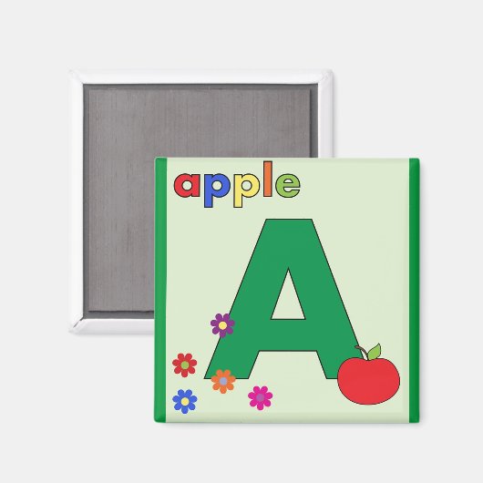 Letter "A" is voor Apple Magnet Magneet (Voorkant / Achterkant)