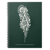Letter A Linocut Botanische Monogram Notitieboek (Voorkant)