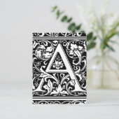 Letter A Medieval Monogram  Initiaal Briefkaart (Staand voorkant)