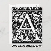 Letter A Medieval Monogram  Initiaal Briefkaart (Voorkant / Achterkant)