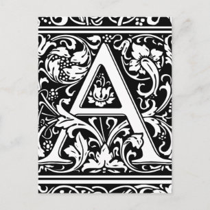 Letter A Medieval Monogram  Initiaal Briefkaart