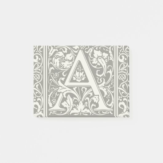 Letter A Middeleeuwse Monogram Art Nouveau Post-it® Notes (Voorkant)