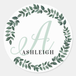 Letter A Monogram Aangepaste Naam Minimalistische  Ronde Sticker