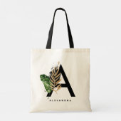 Letter A Monogram Gold Foil Tropical Personalized Tote Bag (Achterkant)