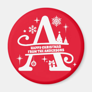 Letter A Monogram Initiaal Familienaam Greep Magneet