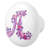 Letter A monogram roze paarse handvatknop Keramische Knop (Rechts)