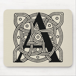 Letter A Monogram Vintage Keltische Knoopprint Muismat