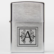 Letter A Monogram Zippo Lighter