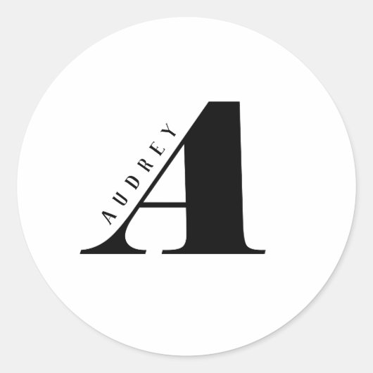 Letter A Name Modern Typography Monogram Ronde Sticker (Voorkant)